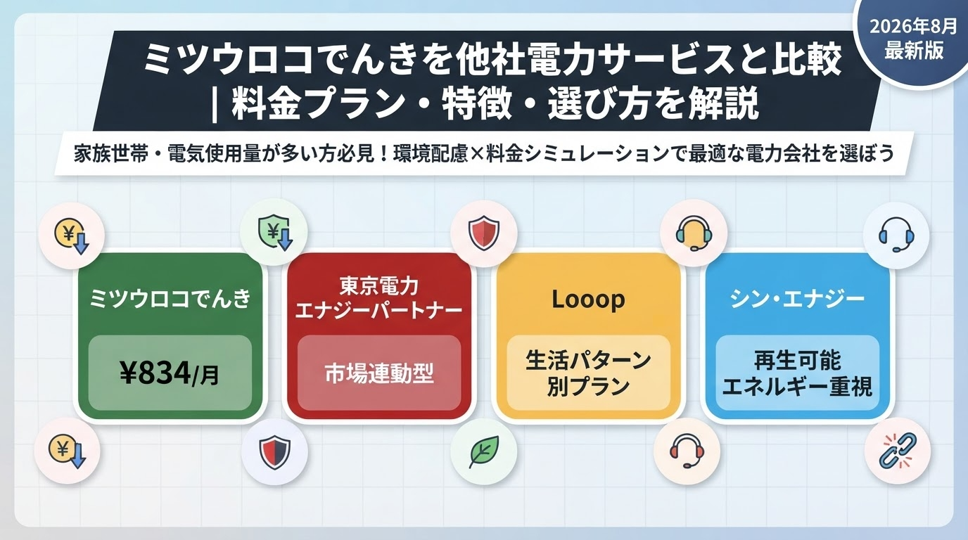 電力会社の比較ガイド｜電気料金・再生可能エネルギー・サービス内容を解説
