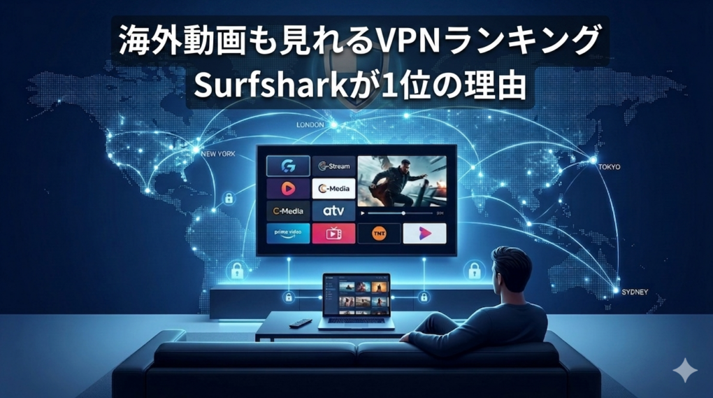 海外動画も見れるVPNおすすめランキング|Surfsharkが1位の理由とNordVPN・ExpressVPN比較